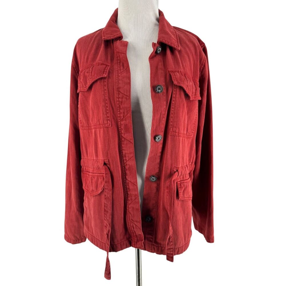 Orvis Women's Red Lyocell Cotton Utility Long Sleeve Button Jacket Size Medium - Picture 1 of 7